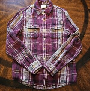 Lucky Brand Purple Tan Plaid Casual Shirt Men's Size S 100% Cotton